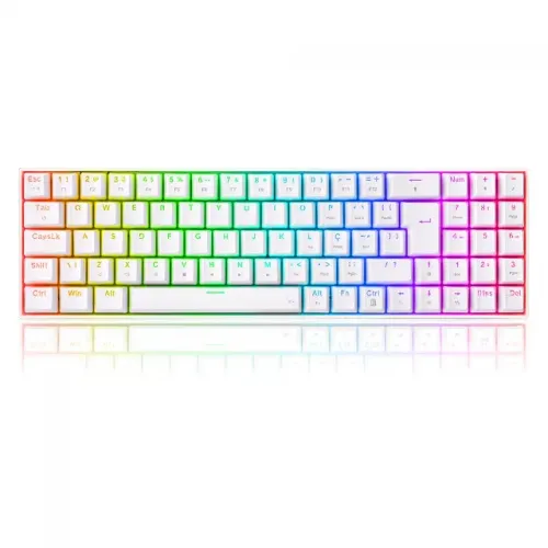 Teclado Mecânico 75% Redragon Zed Pro White RGB Switch Brown - WZetta