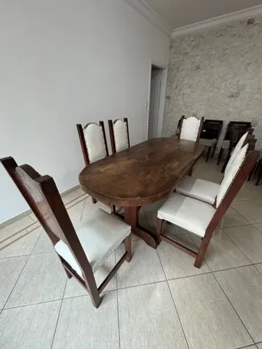 Mesa com 6 Cadeiras de Madeira Maciça Super Nova