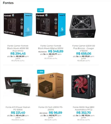 Fonte para Computador / PC Gamer e Gabinete Slim