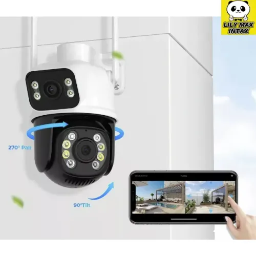 Camera Q28B Externa Ip a Prova D'água Wifi Dupla 2 Em 1 com Visao Noturna C/ Infravermelho