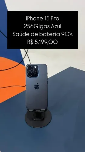 IPhone 15 Pro Azul 256Gigas Saude de Bateria 90% R$ 5.199,00 Semi Novo | Loja Fisica