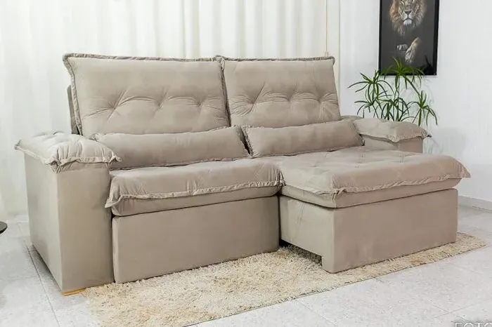 Sofá Retrátil Reclinável 2,50m Molas Bonnel Flex rf64