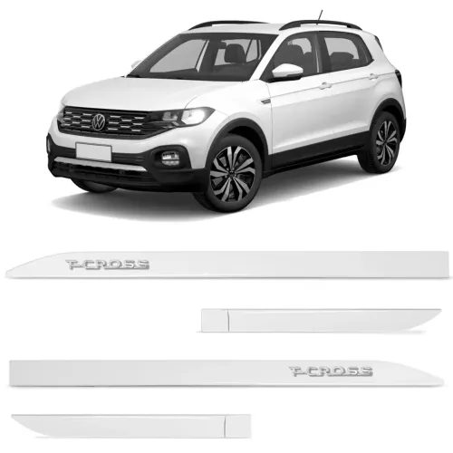 Jogo de Friso Lateral T-Cross 2020 a 2024 Branco Atlas Alto Relevo