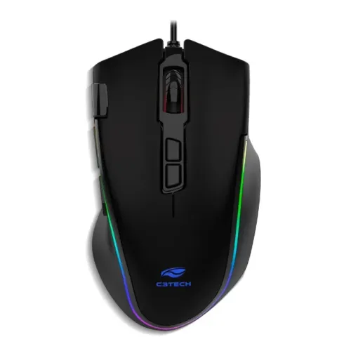 Mouse Gamer C3Tech Fury MG-520BK Rgb 7.000DPI com Software/Macro - WZetta