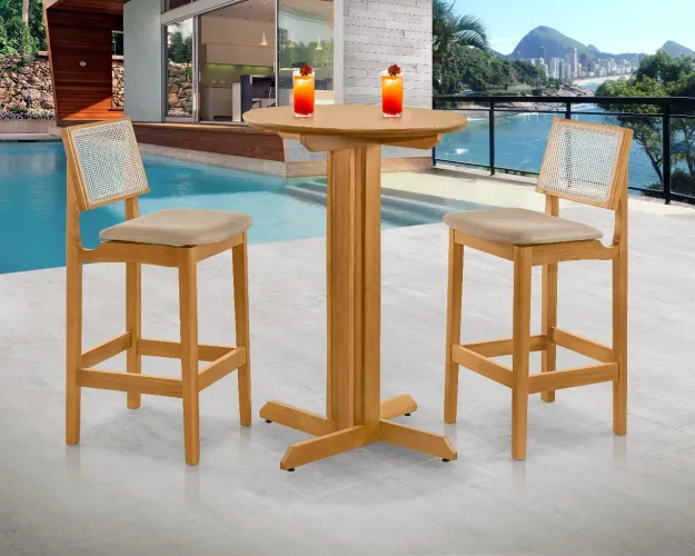 PROMOÇÃO Mesa Bistrô Com 02 Banquetas Madeira Maciça (Nova Direto da Fábrica)
