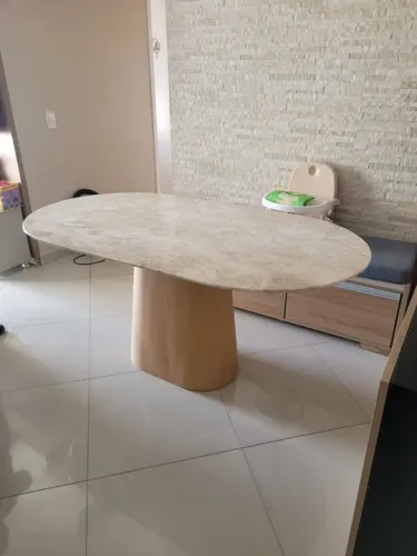 Fabricamos mesa cone + tampo retangular 1.60x0.90 bege bahia