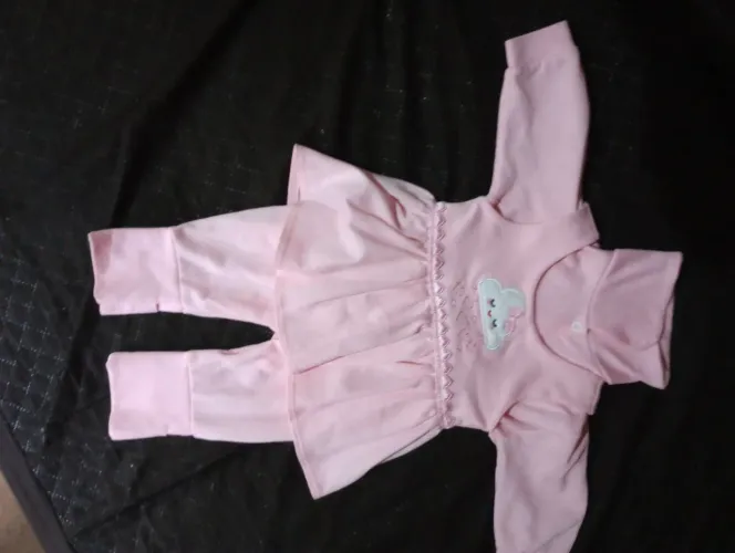 Conjunto macacão e manta- Rosa - Tamanho Único