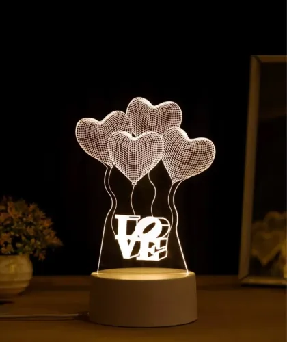 Luminária de mesa Abajur Acrílico Led 3D - Love You 