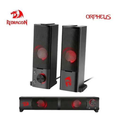 Caixa de Som Soundbar Gamer Redragon Orpheus/Stereo 2.0 P2 + USB/Led Vermelho Rgb