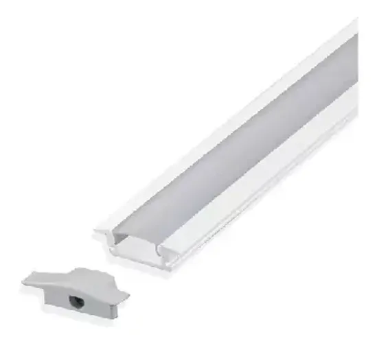 Perfil Alumínio Embutir Slim Leitoso 1 metro para Fita de Led