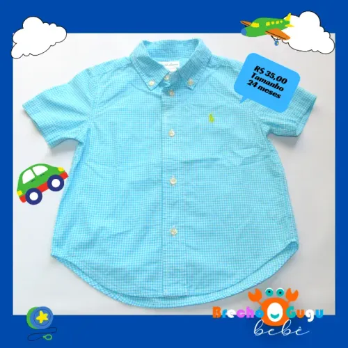 Camisa xadreza Ralph Lauren original azul com branco, em ótimo estado!!! Tamanho: 24 meses