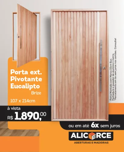 Porta Pivotante Externa em Eucalipto - Brize