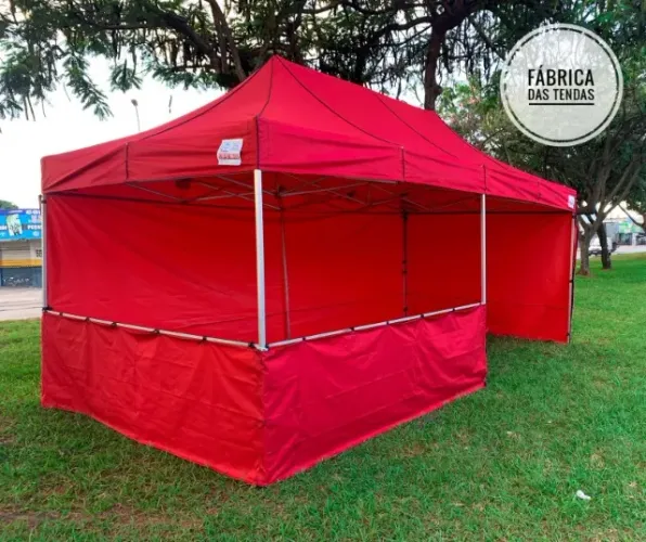 TENDA SANFONADA 3X6 NYLON + LATERAL 6MT E 3MT + 2 MEIA LATERAL COM TRAVA