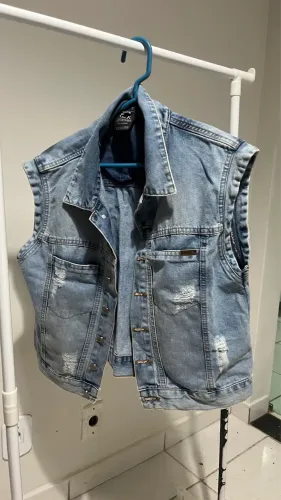 Colete jeans feminino