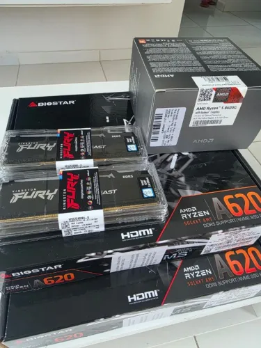 KIT AM5 Placa mãe A620 Biostar Ryzen 5 8600g 16gb de Memoria Kingston