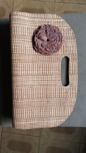 Bolsa de Ombro em Palha com Flor