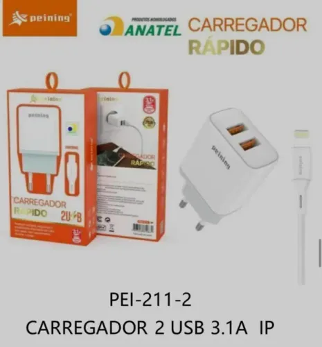 CARREGADOR 2 USB 3.1 IOS PEI-211-2