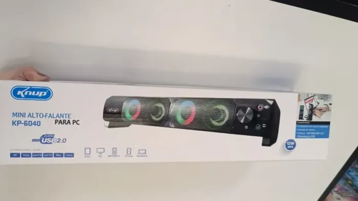 Caixa de Som Para Pc -Mini Alto-falante Soundbar Knup KP-6040 -Loja Coimbra Computadores 