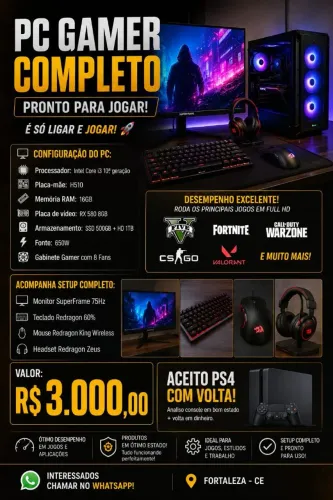 Pc gamer, troco em ps4 ou ps5