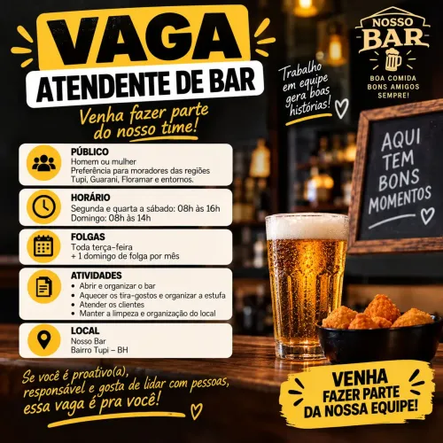 Vaga Atendente de bar