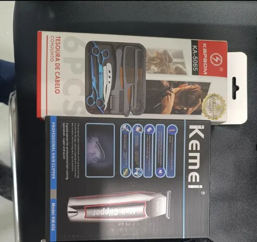 Kit maquina de acabamento e kit tesouras e navalhetes