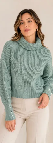 Blusa feminina tricô tam PP verde Renner