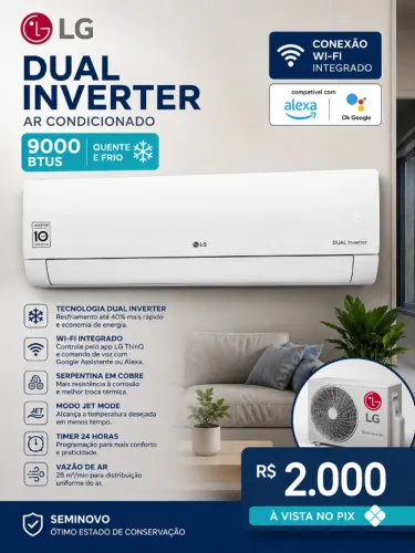 Ar Condicionado LG Dual Inverter 9000 btus 127v