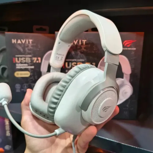 Headset Gamer Branco Havit H2230u Usb 7.1 Com Microfone Removivel