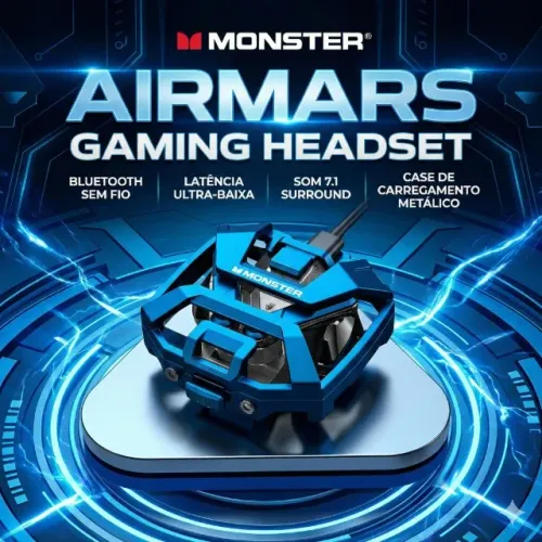 Fone de Ouvido Sem Fio Gamer Monster Airmars XKT09 Bluetooth