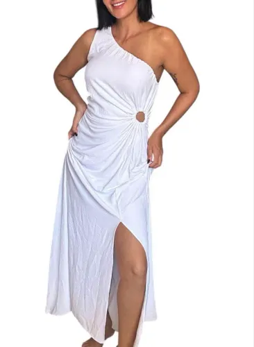 Vestido longo branco detalhe cintura P/M/G