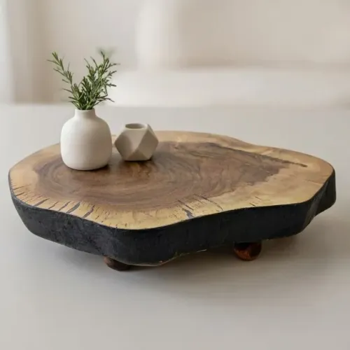 Base Madeira Rústica Envernizada Com Pezinhos Madeira 27cm - Artesanato