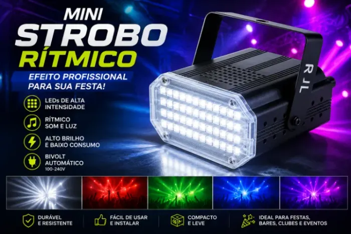 Mini strobo rítimico ( cor branco frio ) bivolt automático ( poucas unidades )produto zero