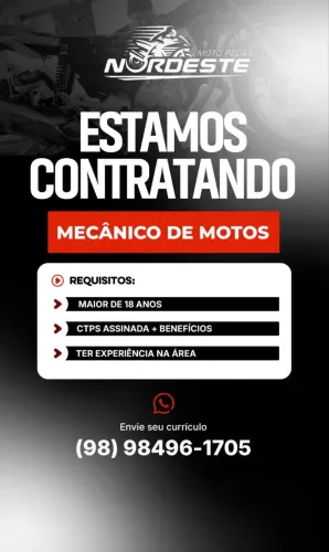 VAGA DE EMPREGO - MECÂNICO DE MOTOS