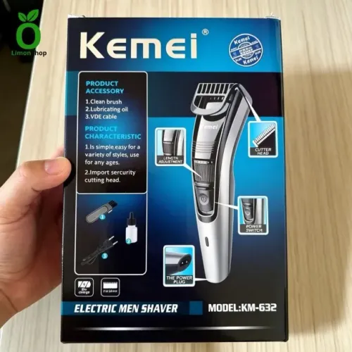 Máquina de cabelo Kemei Recarregável - Corte Preciso de 0 a 10mm
