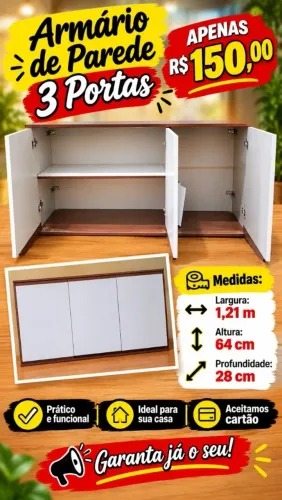 Armário 3 portas usado 
