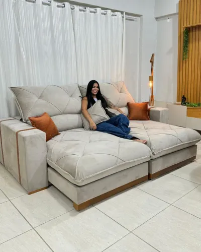 SOFÁ RETRÁTIL E RECLINÁVEL 2.50M GRAN BELLO DIRETO DE FÁBRICA