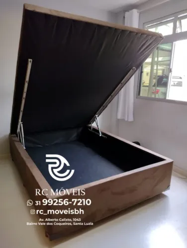 Cama Box Baú Casal Inteiriça 1.38x1.88 - Baú Blindado com Pistão a Gás