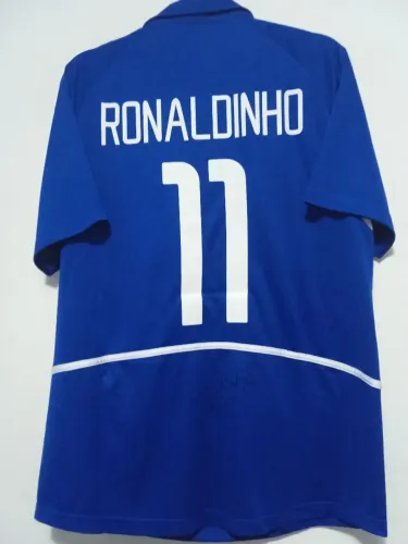 Camisa Brasil Campeão Copa Mundo 2002 #11 Ronaldinho Autografada Certificada