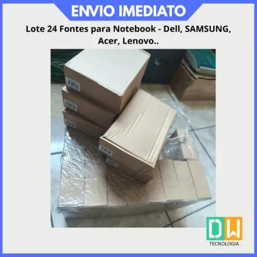 Lote 24 Fontes para Notebook Plug Diversos como DELL, LENOVO, SONY, SAMSUNG, ACER