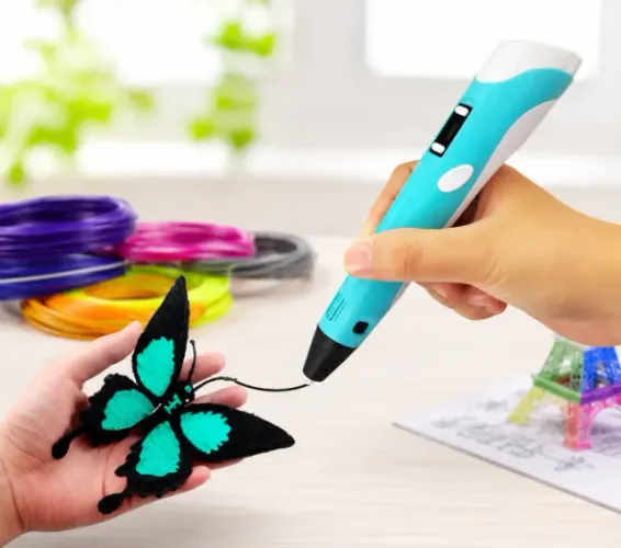 Caneta 3D Profissional Infantil com Display LED Digital com Kit de Filamentos Coloridos