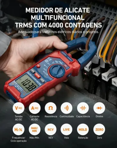 Alicate amperímetro AstroAI CM4COR
