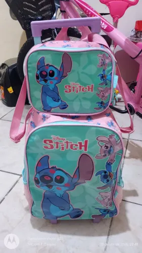 Mochila infantil Disney Lilo & Stitch - Rosa e Verde