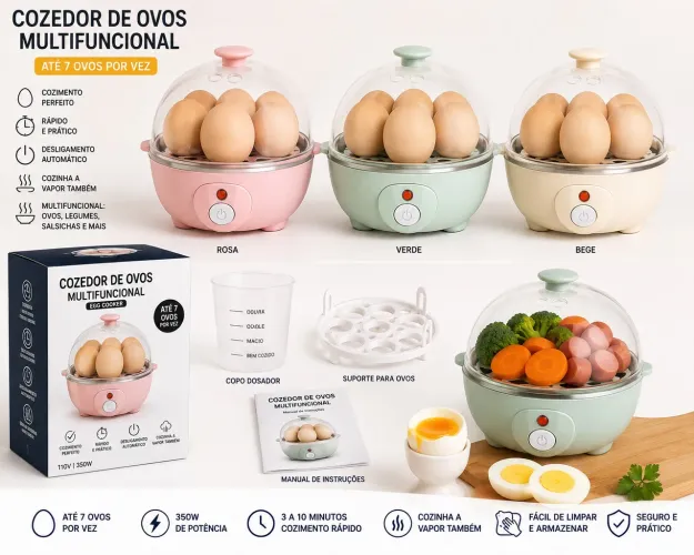 Cozedor de Ovos Elétrico multifuncional Egg Cokker 110v