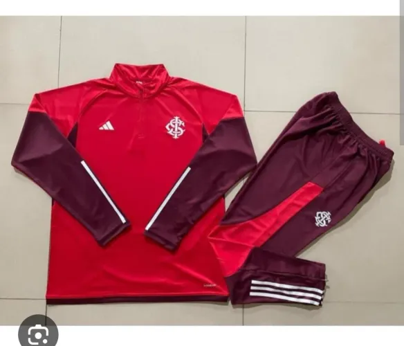 Conjunto de Abrigo do Internacional Vermelho e Bordô 
