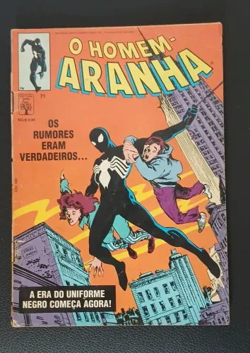 A primeira aparição do uniforme negro do Homem-Aranha nº 71 editora abril