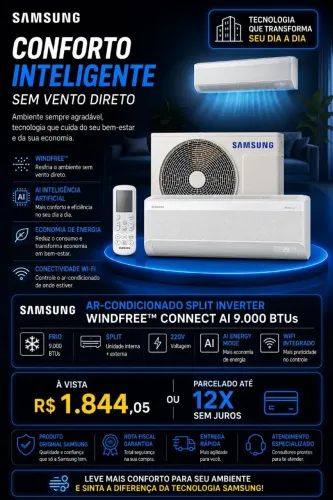 Ar-Condicionado Samsung WindFree? Connect AI<br>? 9.000 BTUs | Frio | 220V
