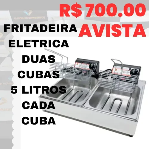 Fritadeira elétrica 2 cubas 5 litros cada cuba 