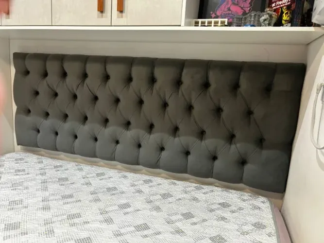 CABECEIRA MODULAR EM SUEDE KING 70X188 COR CINZA CHUMBO