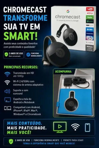 Vendo Chromecast semi novo oferta imperdível 