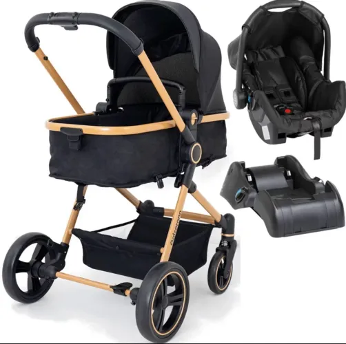 Kit carrinho de bebê e bebê conforto com suporte